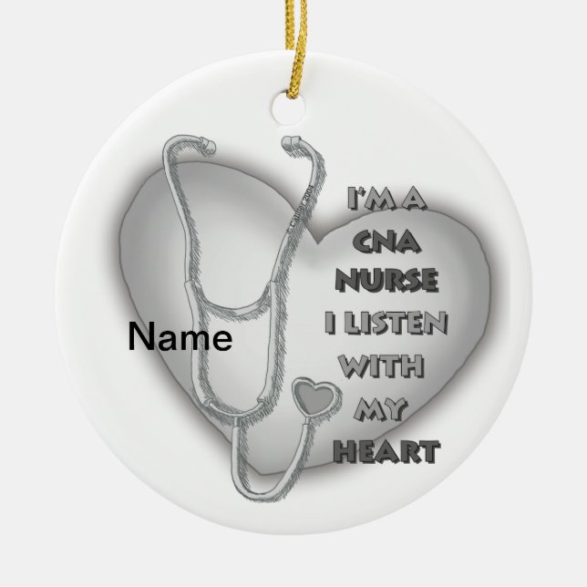 Gray Heart CNA Nurse Keramik Ornament (Vorne)