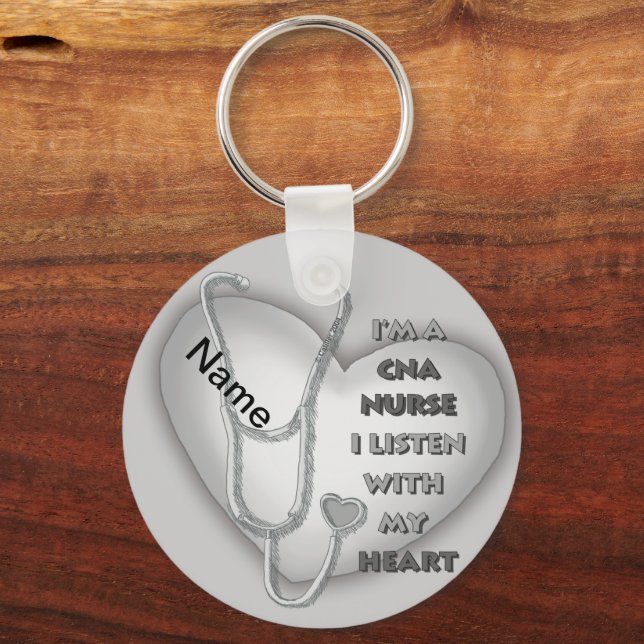Gray Heart CNA Nurse Schlüsselanhänger (Vorderseite)
