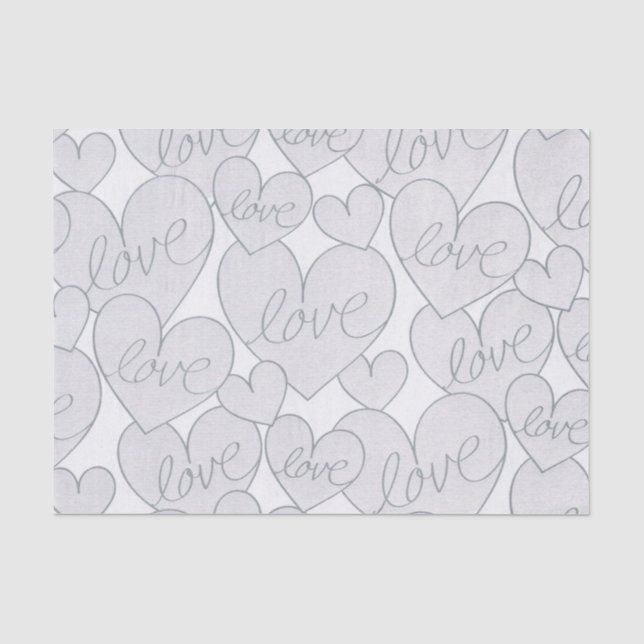 Gray Heart Liebe Wedding Elegant Seidenpapier (Vorderseite)
