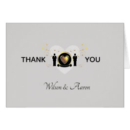 Gray Heart Male Wedding | Dankeschön Karte