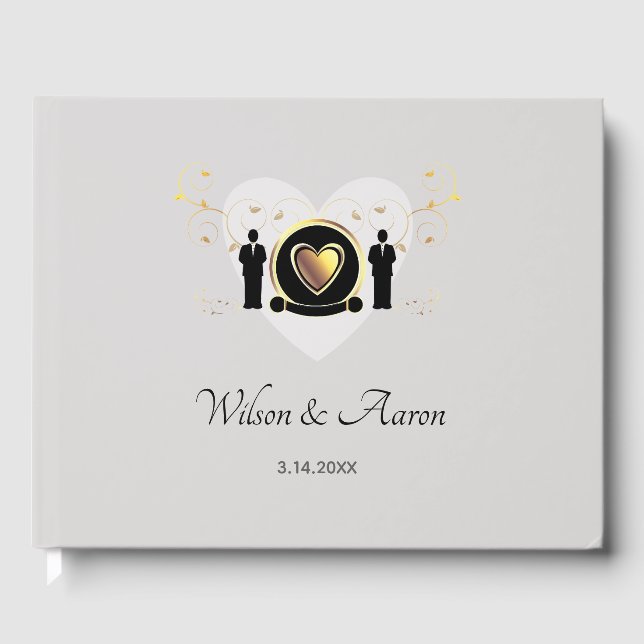 Gray Heart Male Wedding | Gästebuch (Vorderseite)
