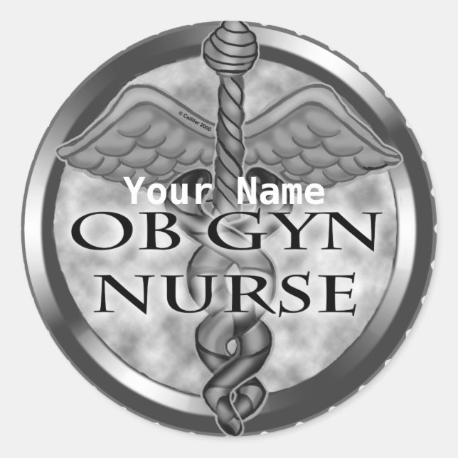 Gray heart ObGyn Nurse Runder Aufkleber (Vorderseite)