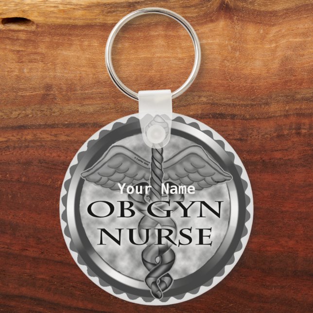 Gray heart ObGyn Nurse Schlüsselanhänger (Vorderseite)