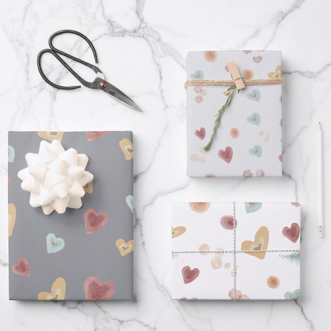 Gray Hearts | Wrapping Paper Geschenkpapier Set (Von Creator hochgeladen)