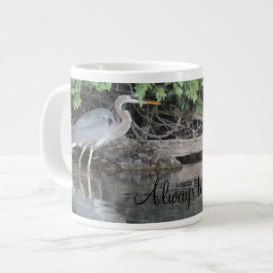 Gray Heron Bird Jumbo-Tasse