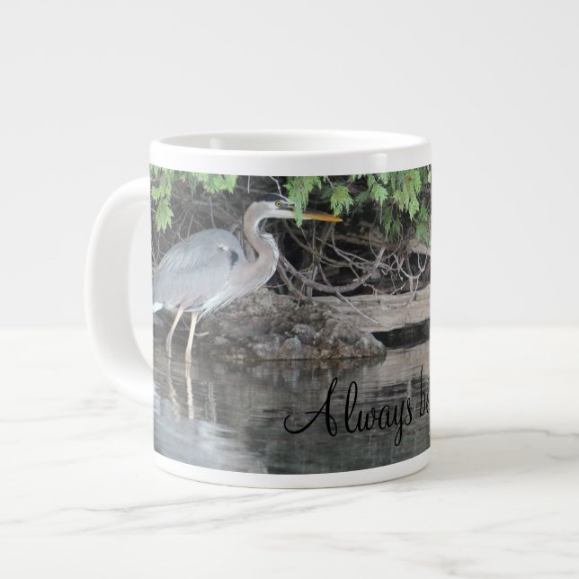 Gray Heron Bird Jumbo-Tasse (Vorderseite Links)