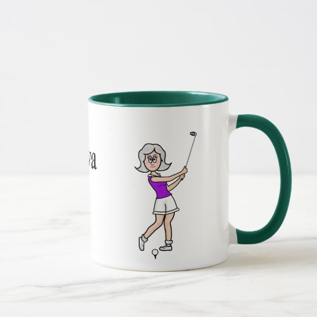 Gray Hiair Femme Golfer Mug (Droite)