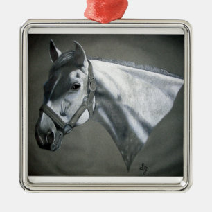 Gray Horse Ornament Aus Metall