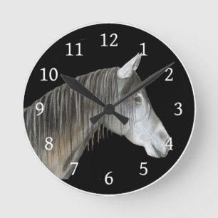 Gray Horse Runde Wanduhr