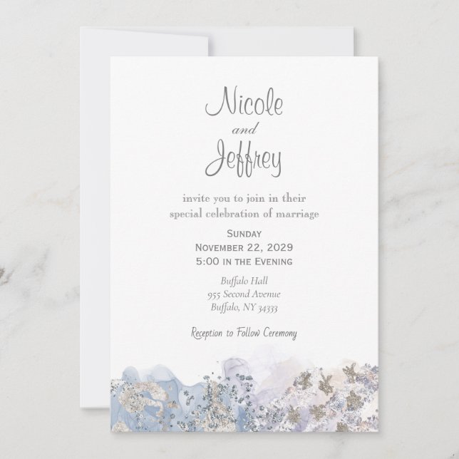 Gray Ice Winter Elégant Mariage Invitation (Devant)