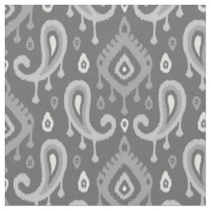 Gray Ikat Paisley Stoff
