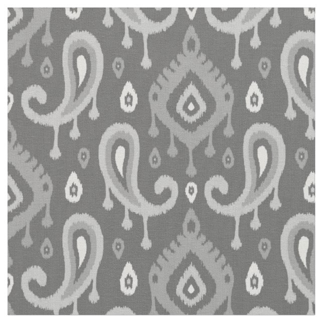 Gray Ikat Paisley Stoff (Nahaufnahme)