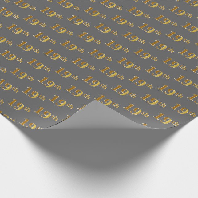 Gray, Imitate Gold 19. (neunzehnte) Veranstaltung Geschenkpapier (Ecke)
