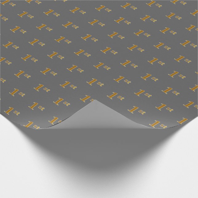 Gray, Imitate Gold 1. (First) Event Wrapping Paper Geschenkpapier (Ecke)