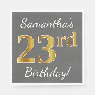 Gray, Imitate Gold 23. Geburtstag + Individuelle N Serviette