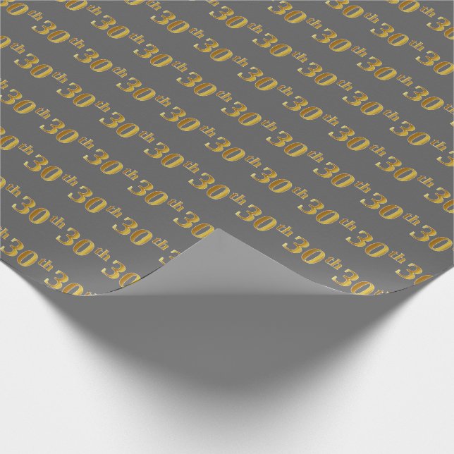 Gray, Imitate Gold 30. (30.) Event Geschenkpapier (Ecke)