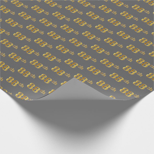 Gray, Imitate Gold 88. (Achtundachtzig) Event Geschenkpapier (Ecke)
