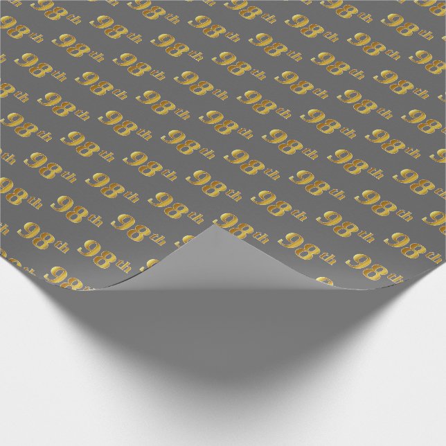 Gray, Imitate Gold 98. (Achtundneunzig) Event Geschenkpapier (Ecke)