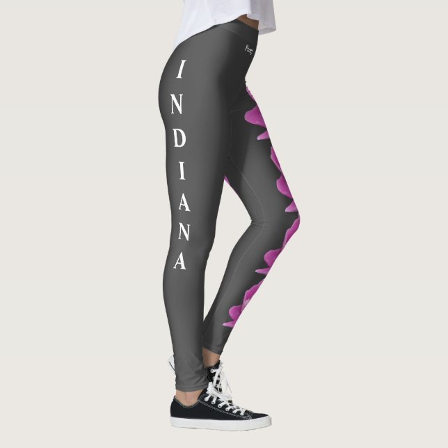 Gray Indiana Staat Blume Peony Leggings (Rechts)