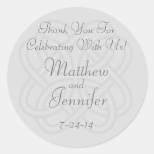 Gray Irish Celtic Knot Custom Wedding Favor Labels Runder Aufkleber