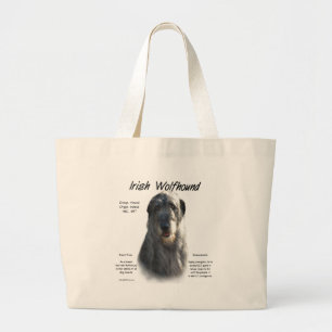 Gray Irish Wolfhound History Jumbo Stoffbeutel