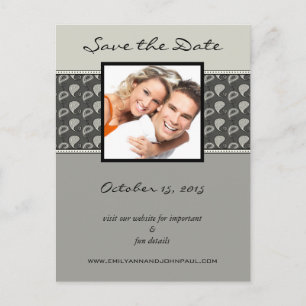 Gray Ivory Black Paisley Save the Date Ihre Fotos Ankündigungspostkarte