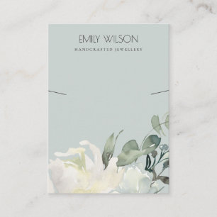 GRAY IVORY WHITE FLORAL BUNCH NECKLACE DISPLAY VISITENKARTE