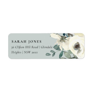 GRAY IVORY WHITE FLORAL WATERCOLOR BUNCH ADRESSE