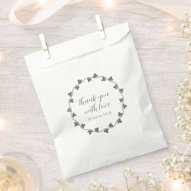 Gray Ivy Wreath Personalisiert Wedding Vielen Dank Geschenktütchen (Ausgeschnitten)