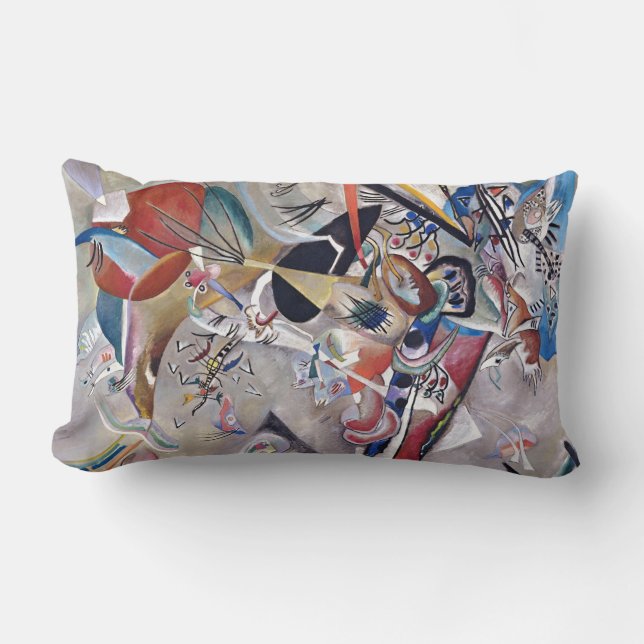 Gray Kandinsky Modernes Abstraktes Kunstwerk Lendenkissen (Vorderseite)