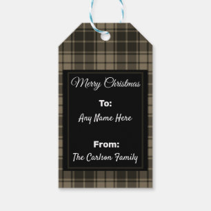 Gray Kariert Buffalo Tartan Flannel Personalisiert Geschenkanhänger