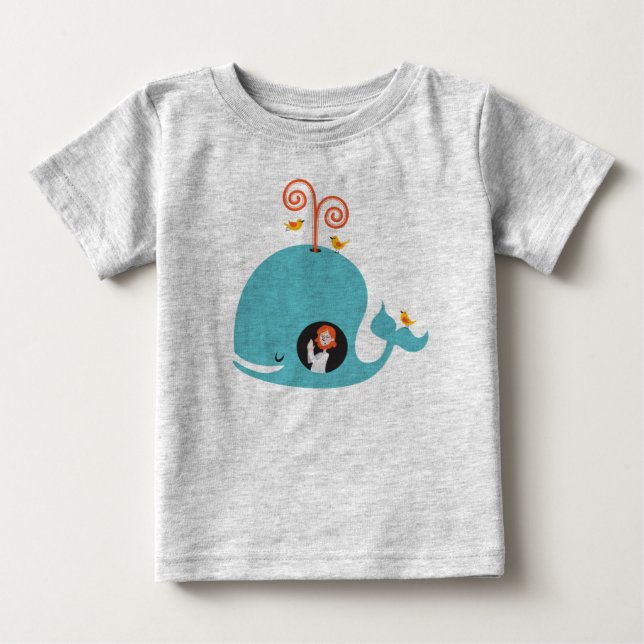 Gray Kids Shirt Bible Story Jonah And The Whale (Vorderseite)