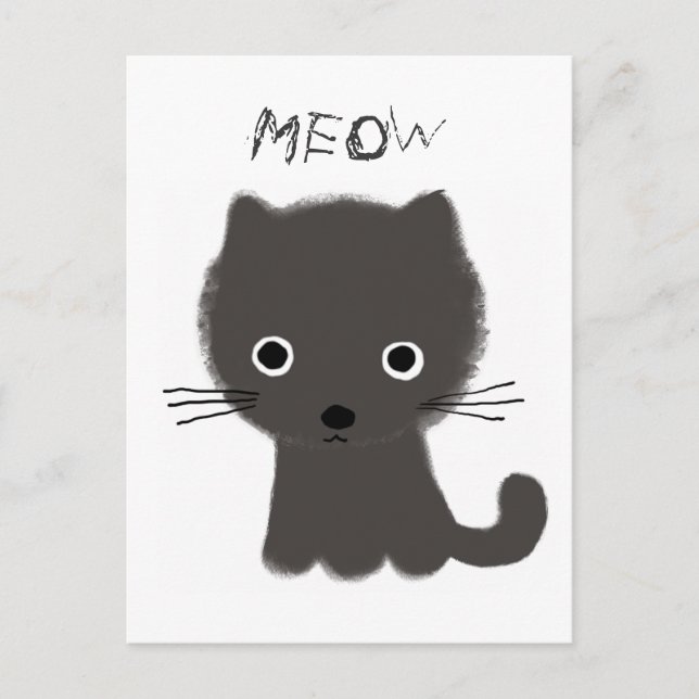 Gray Kitten Meow Postkarte (Vorderseite)