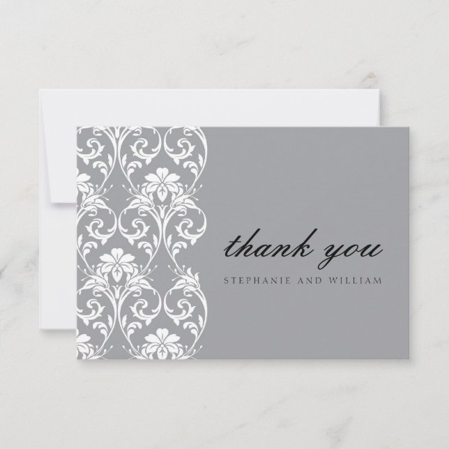 Gray Lace Wedding Dankeschön Card Dankeskarte (Vorderseite)