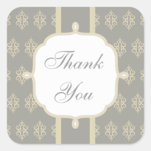 Gray Lace Wedding Party Danke Stickers
