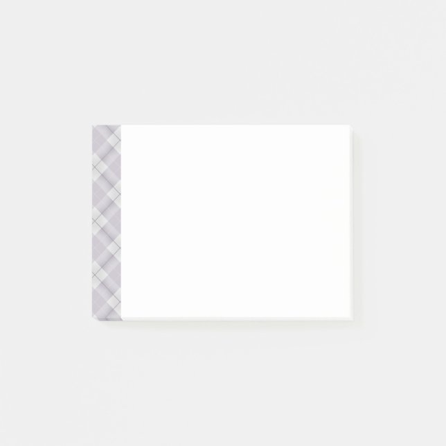 Gray Lavender Karierte Muster Trimm Post-it Klebezettel (Vorderseite)