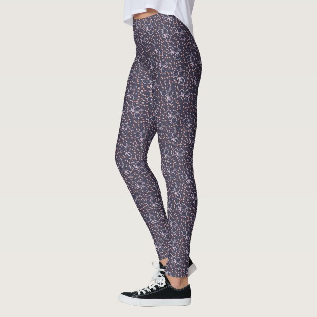 Gray Lavender Pink Vintag Bicycle Muster Leggings (Links)