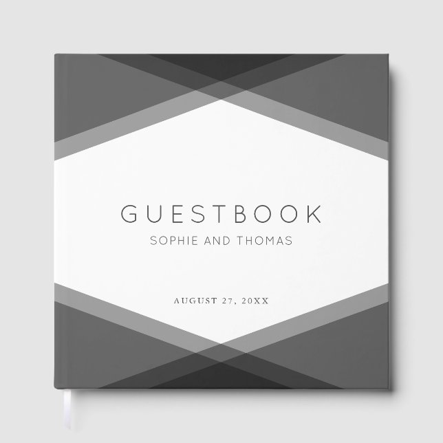 Gray Layered Geometric Modern Wedding Gästebuch (Vorderseite)