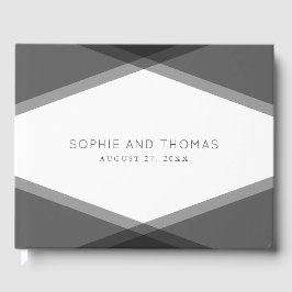 Gray Layered Geometric Wedding Gästebuch