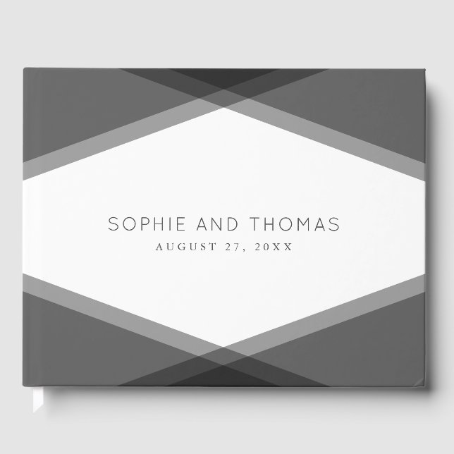 Gray Layered Geometric Wedding Gästebuch (Vorderseite)