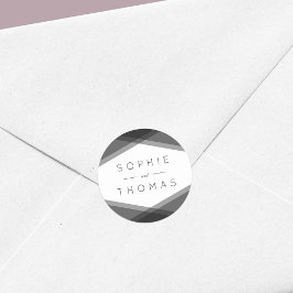 Gray Layered Geometric Wedding Runder Aufkleber