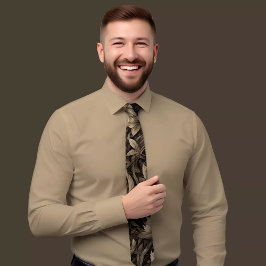 Gray Leafy Print Necktie Krawatte