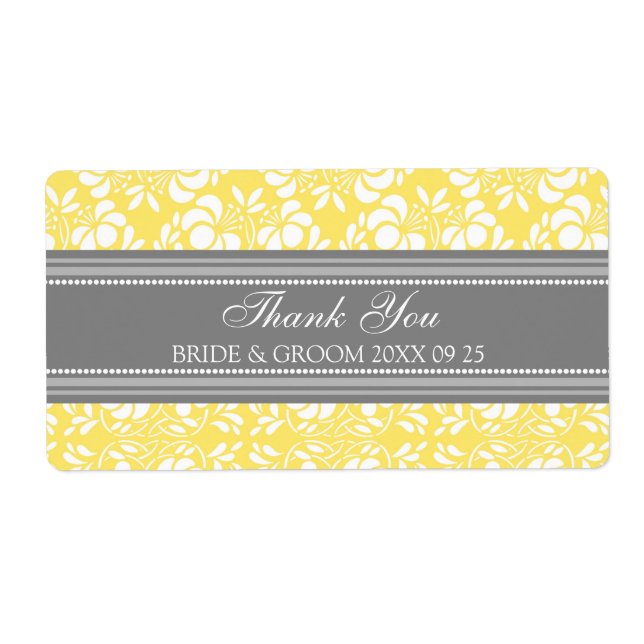 Gray Lemon Damask Wedding Labels (Vorne)