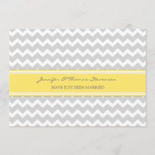 Gray Lemon Zickzack Just Married Announcards Ankündigung