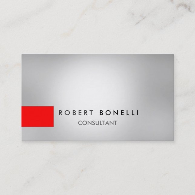 Gray Light Effect Red Stripe Business Card Visitenkarte (Vorderseite)