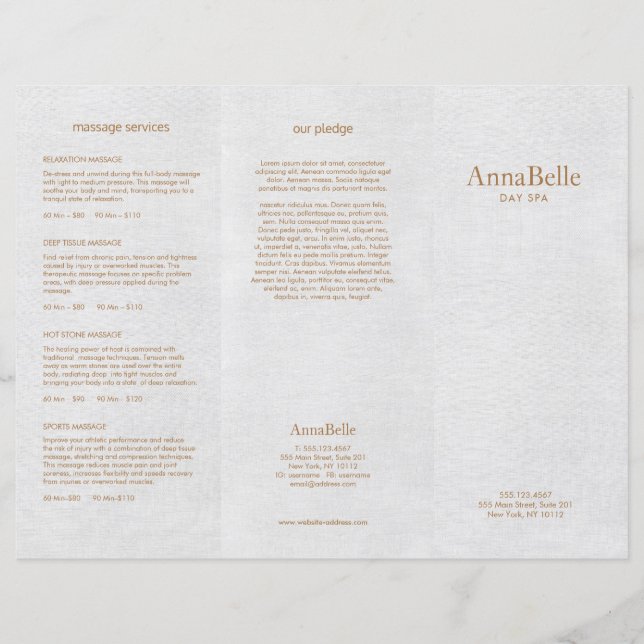 Gray Linen Hair Salon Wellness-Center TriFold Bros (Vorderseite)
