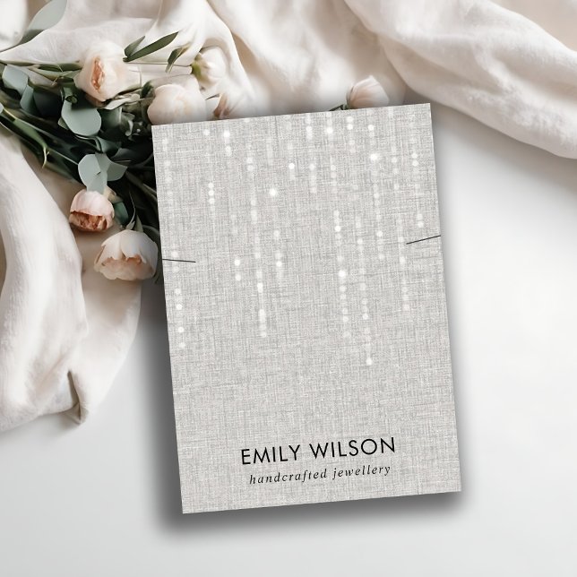 GRAY LINEN LIGHT STRINGS NECKLACE BAND DISPLAY VISITENKARTE (Von Creator hochgeladen)