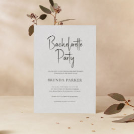 Gray Linen Simple Black Script Junggeselinnen-Absc Einladung