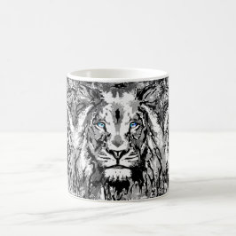 Gray Lion Coffee Tasse - Lion Head Portrait Zeichn