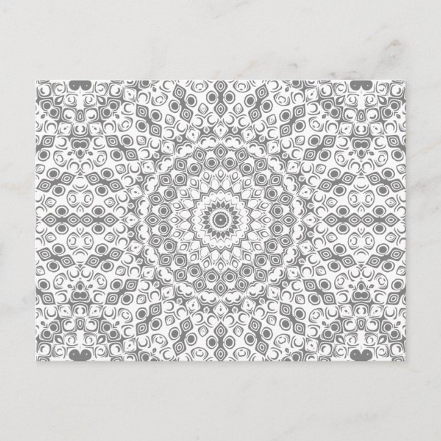 Gray Mandala Geometric Pattern Postkarte (Vorderseite)